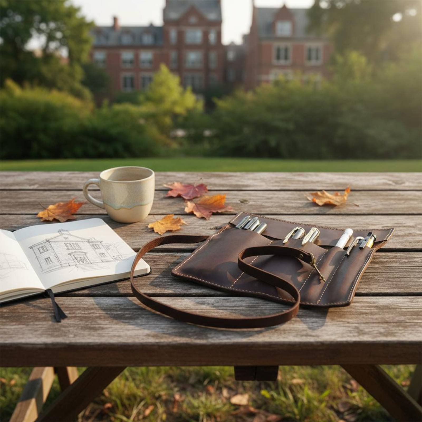 Pen Pouch Roll - Leren opvouwbare etui voor schrijfwaren Draagbare