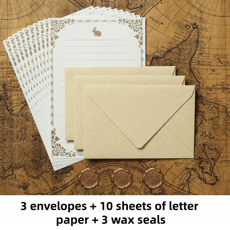 Wax Seal Stamp Kit - 16 STKS Vintage linnen enveloppen Luxe