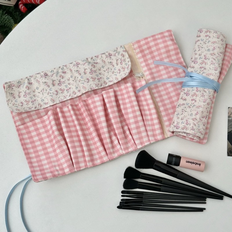Pen Pouch Roll - Esthetische lente bloemen oprolbare potloodtassen voor