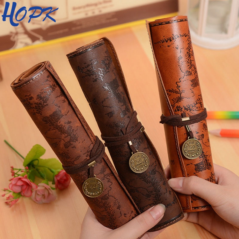 Pen Pouch Roll - Vintage Retro Schatkaart Potlood Gevallen Voor