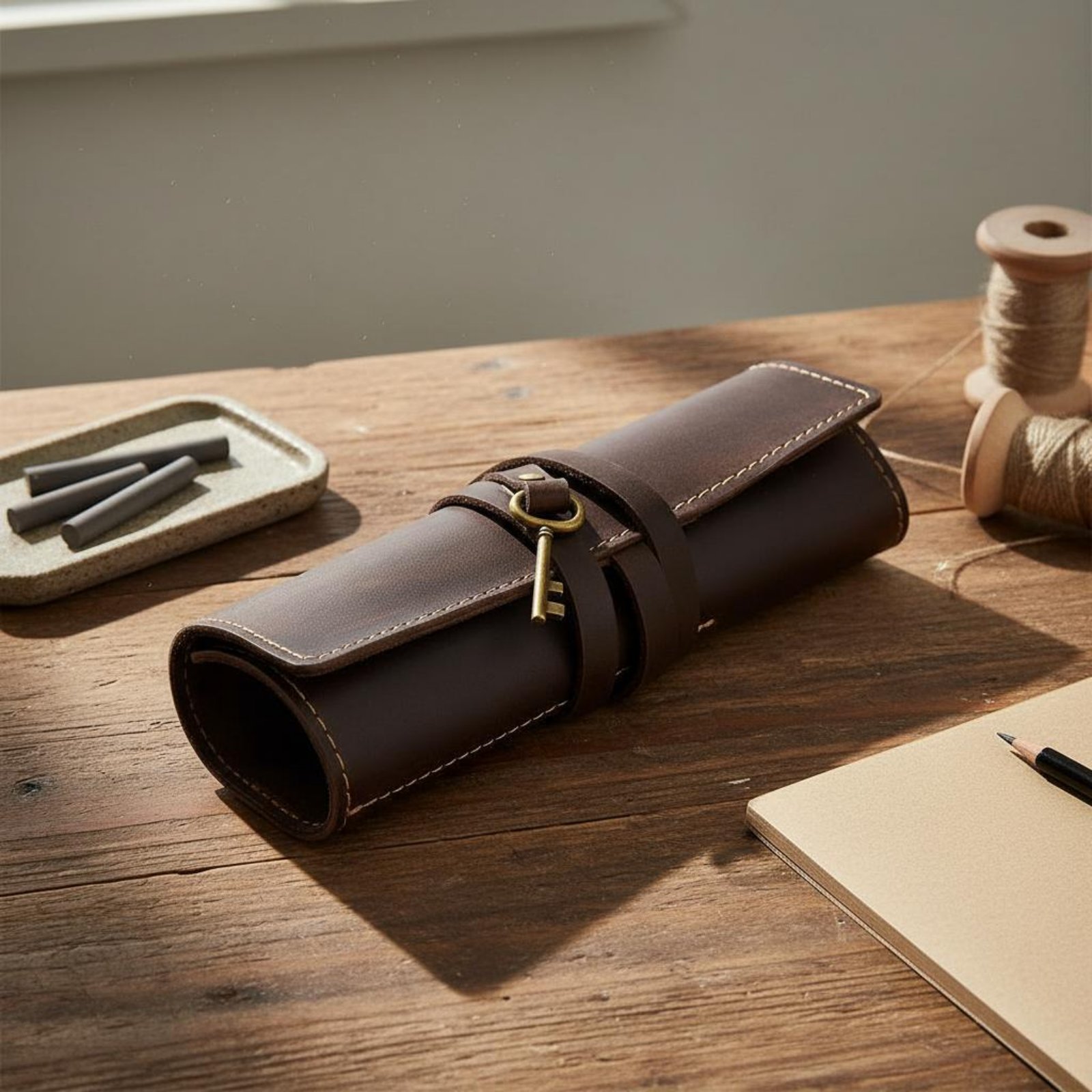 Leren opvouwbare etui voor sch - Pen Pouch Roll recensie en prijs